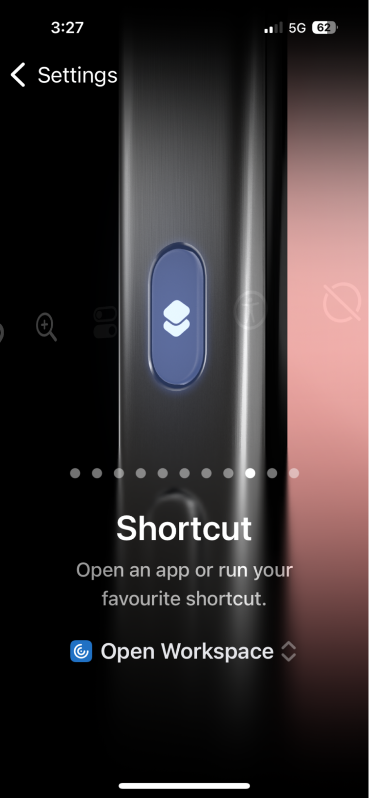 Settings screen of an iPhone with the shortcut button prominently highlighted for easy access and navigation.